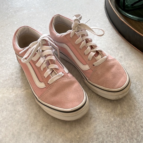 Vans, kids, pink and white canvas and suede EUC - Picture 1 of 7